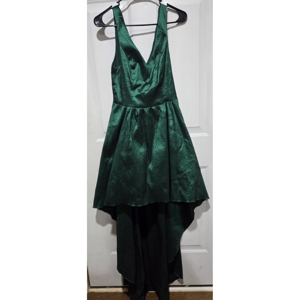 B. Darlin High-low Emerald Green Formal V-neck Dress Prom Evening Gown Sz 15/16